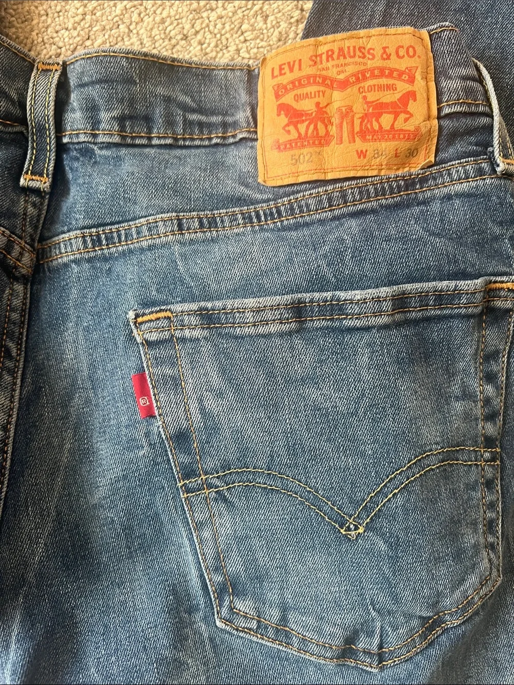 Levi’s 502 Regular Taper Jeans W34 L30 Acid Wash Blue Denim